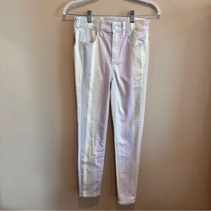 American Eagle Pastel Striped HighRise Jegging Crop Next Level Stretch Sz 00 24W